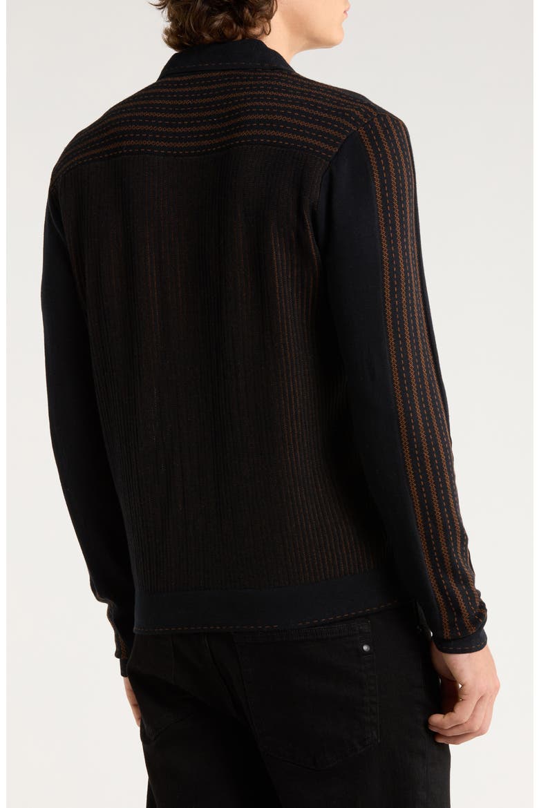 Appendix Knit Button-Up Shirt, Alternate, color, BLACK WITH BROWN