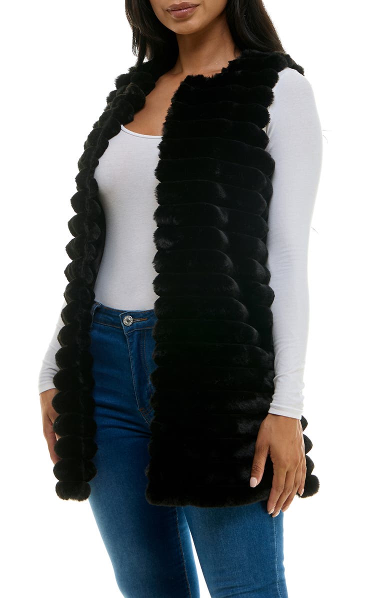 Nina Leonard Horizontal Stripe Faux Fur Vest | Nordstromrack