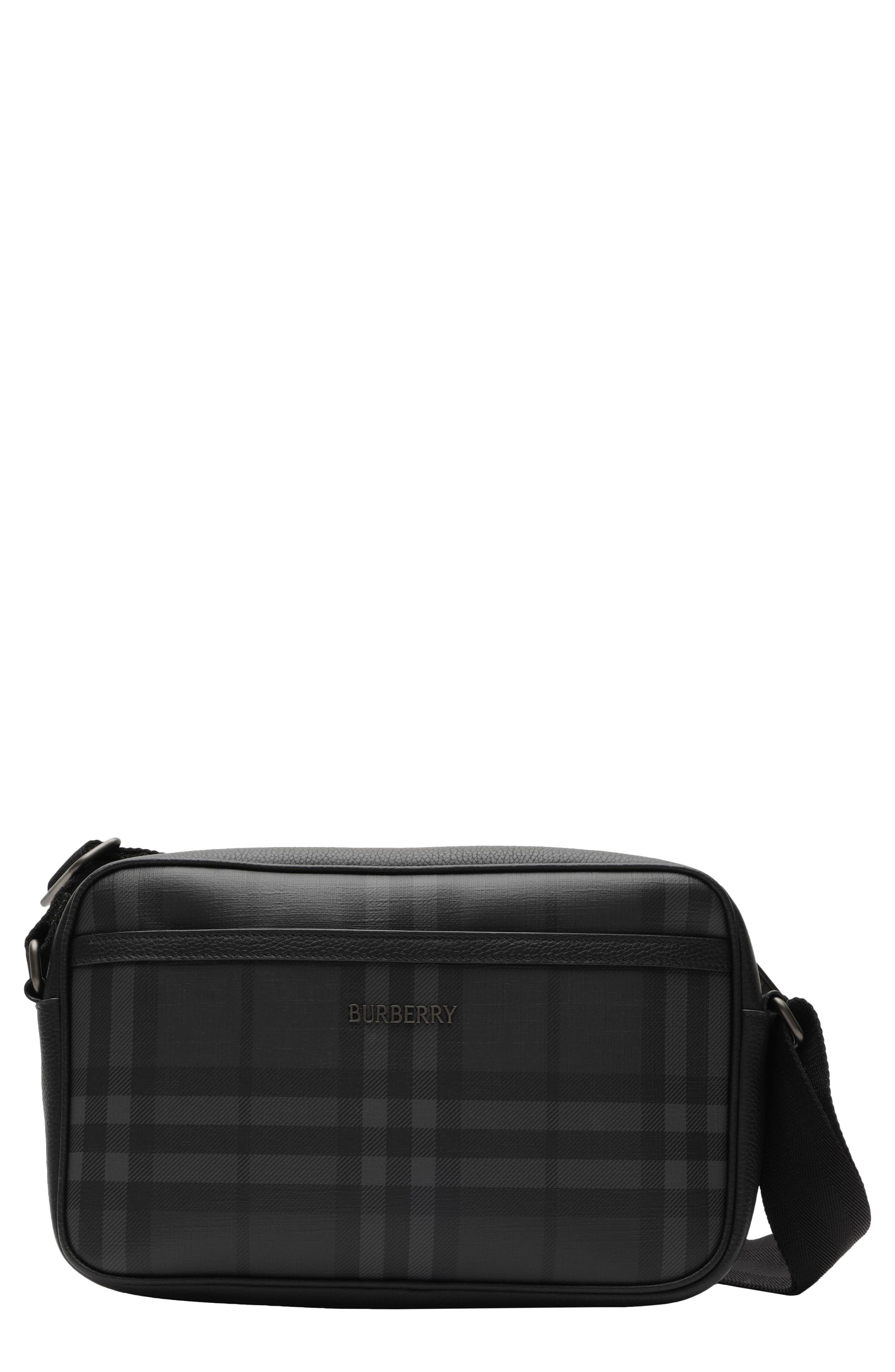 Burberry City Check Coated Canvas Crossbody Bag, Main, color, Iron