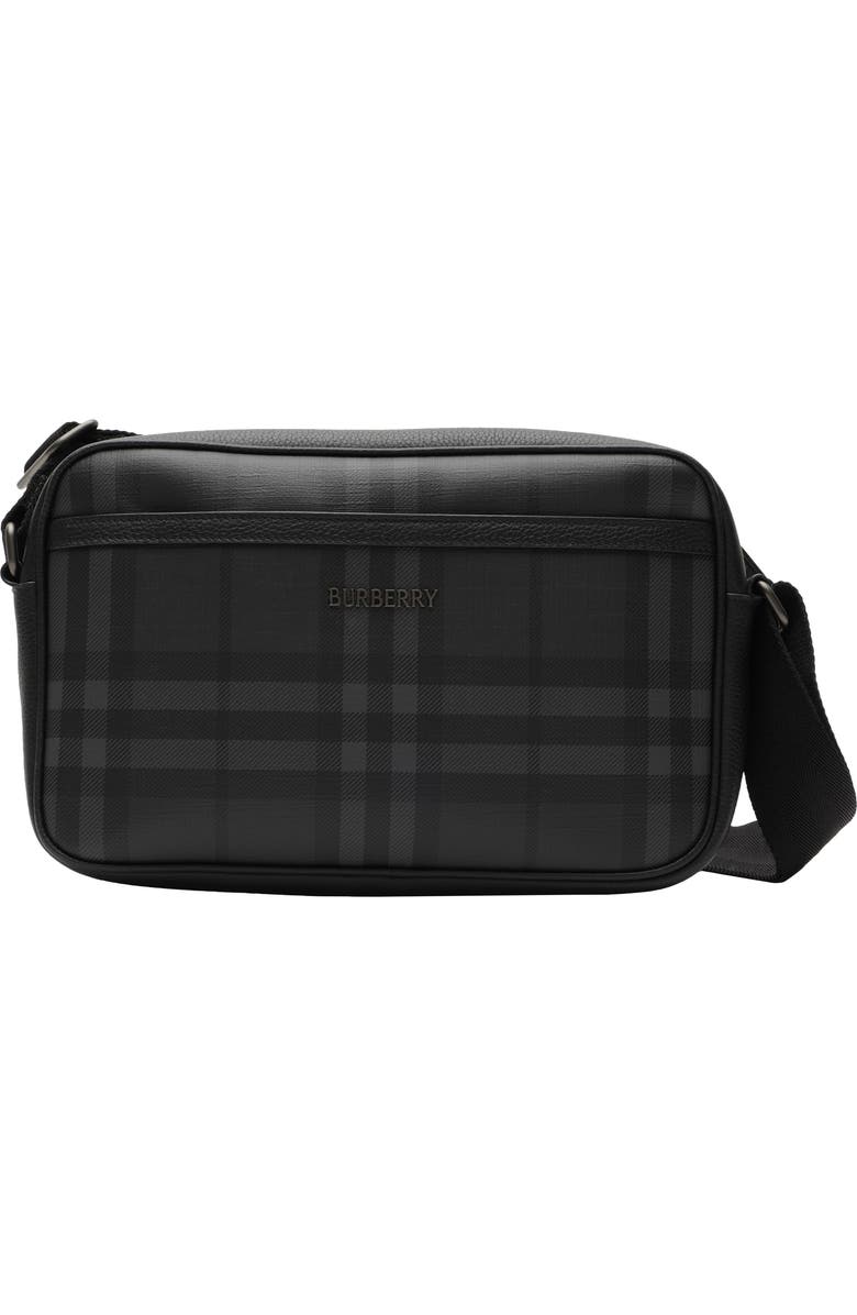 Burberry City Check Coated Canvas Crossbody Bag, Main, color, Iron