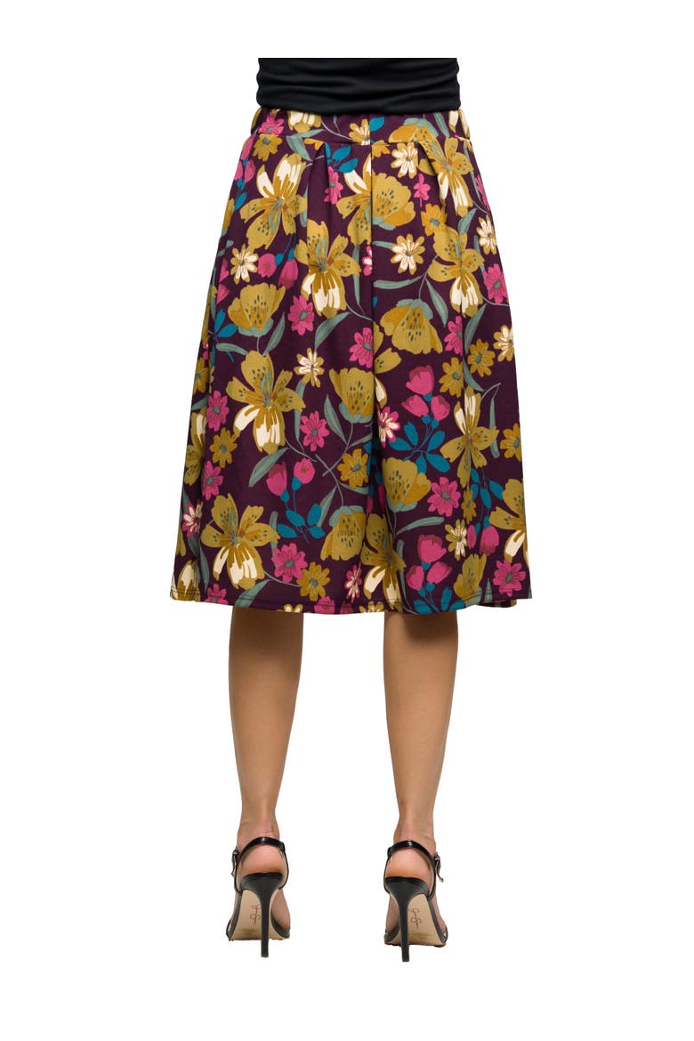 Floral Elastic Waist Pocket Midi Skirt, Alternate, color, Purple Multi