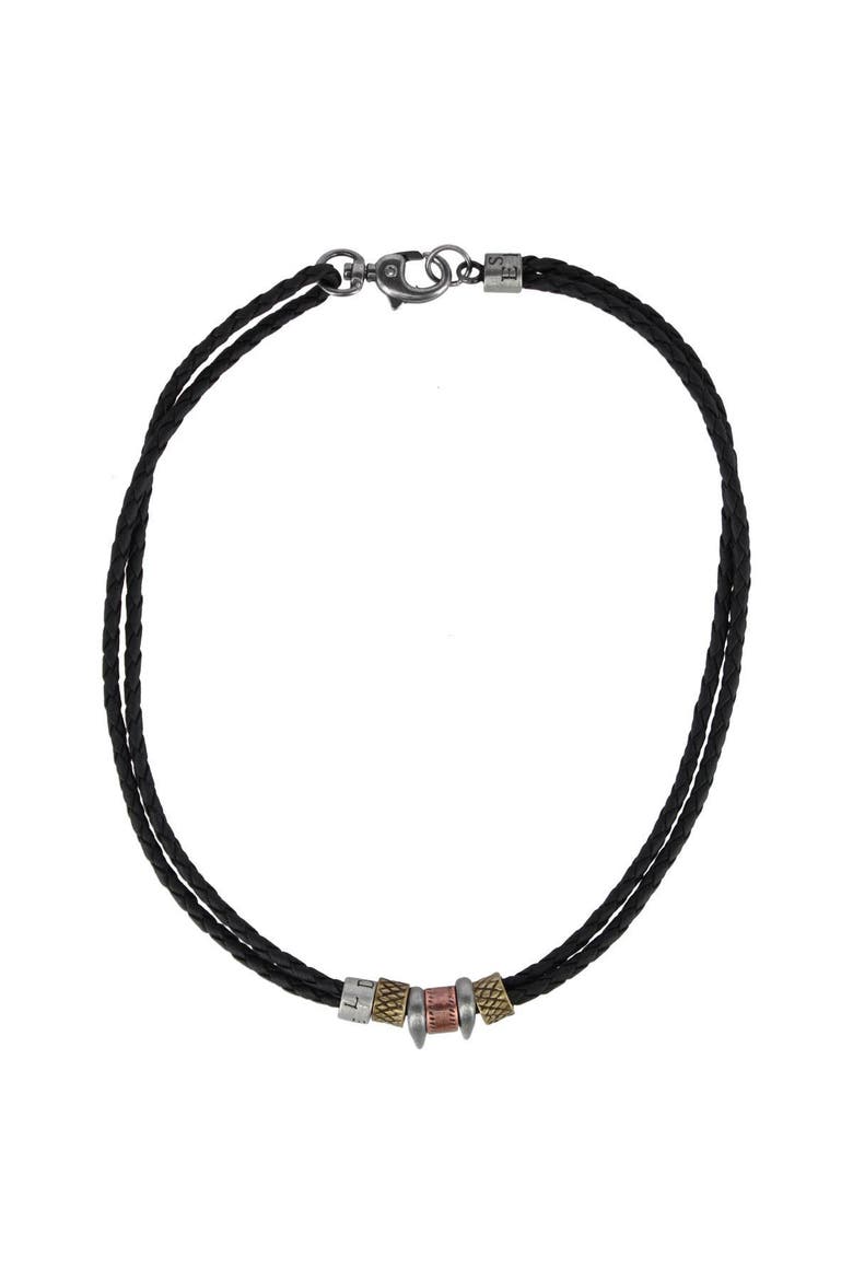 Nasher Vegan Leather Beaded Necklace, Main, color, Black