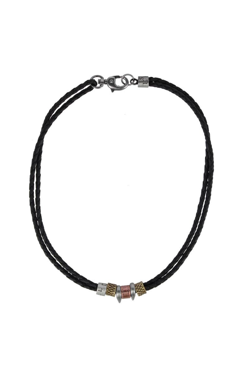Trafalgar Nasher Vegan Leather Beaded Necklace, Main, color, Black