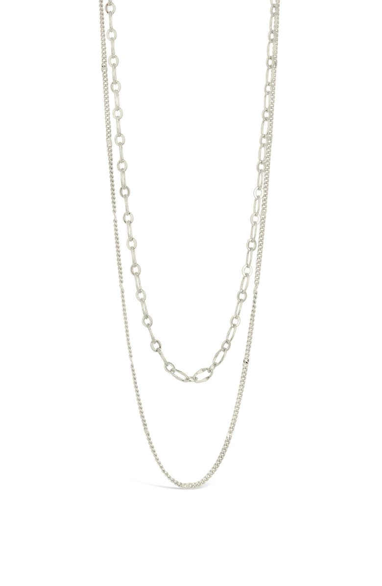 Sterling Forever Serenity Mixed Chain Necklace, Alternate, color, Silver