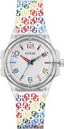GUESS Worn with Pride Rainbow Clear Silicone Strap Watch, 34mm