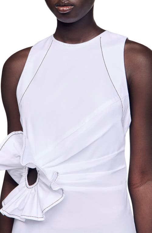Sandro Ruffled Sleeveless Maxi Dress In White