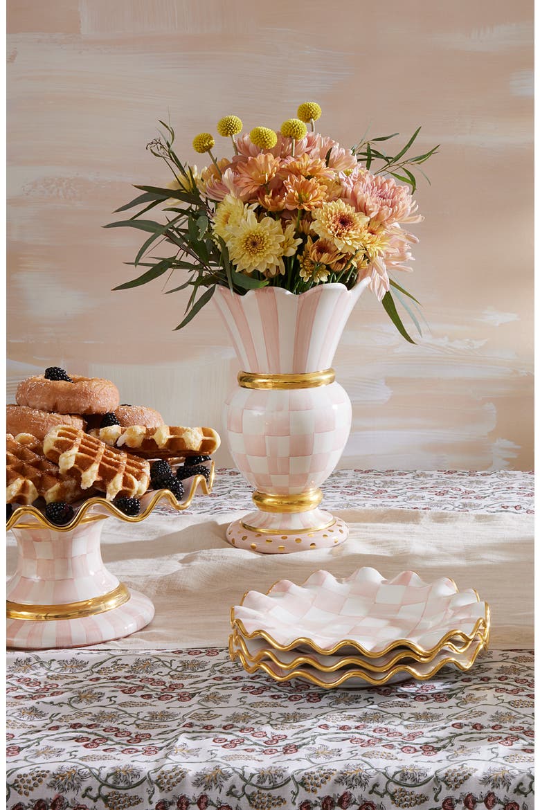 Rosy Check Great Ceramic Vase, Alternate, color, PINK/ WHITE