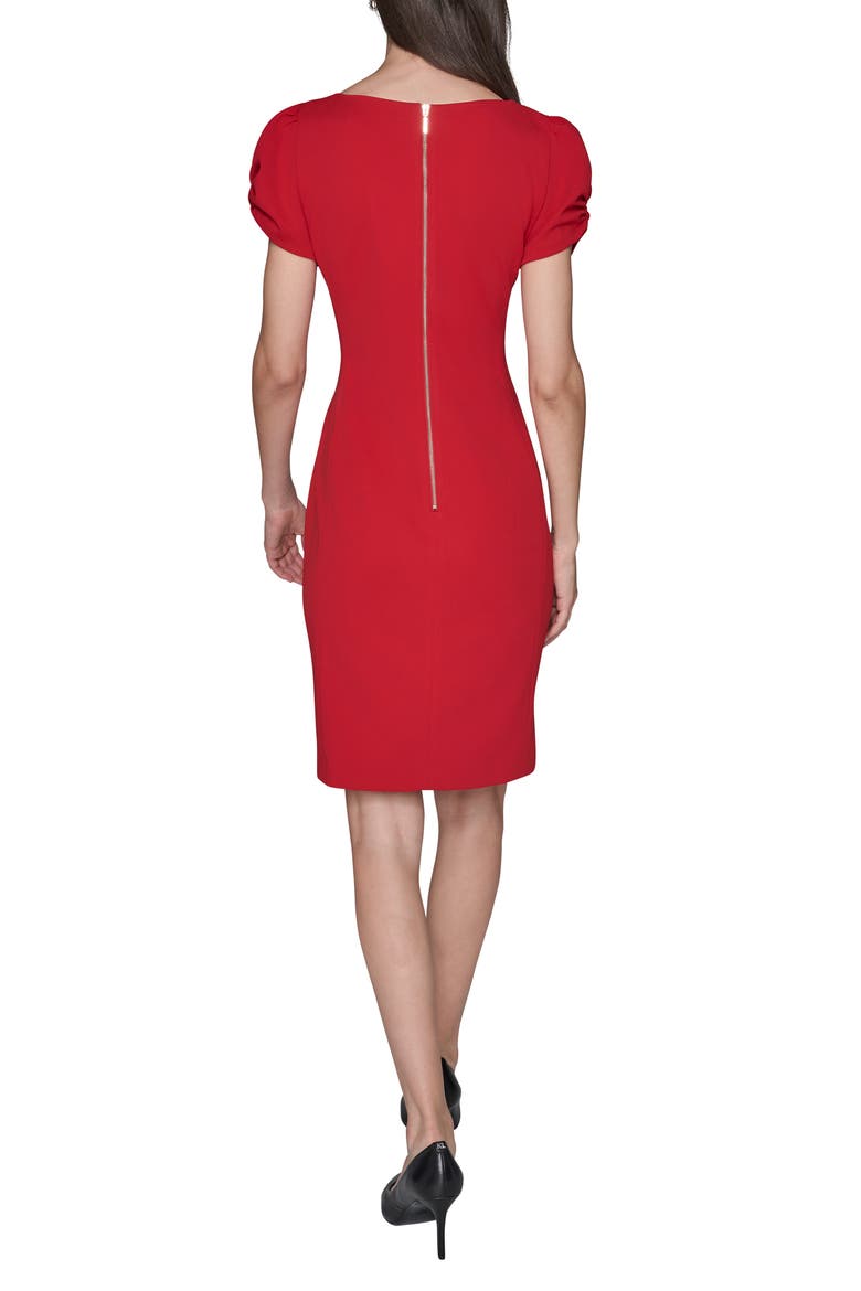 Short Sleeve Crepe Sheath Dress, Alternate, color, ADMIRAL RED