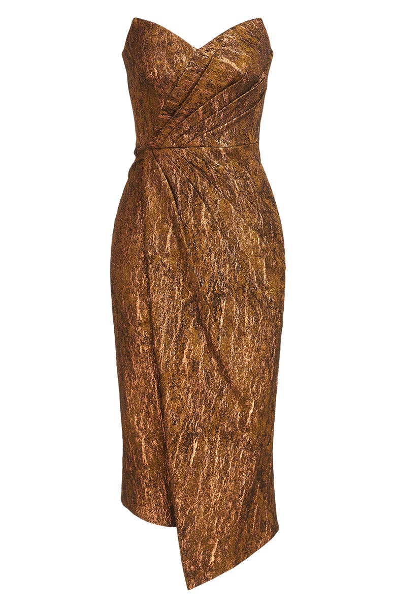 Theia Marcy Metallic Strapless Cocktail Dress, Alternate, color, 