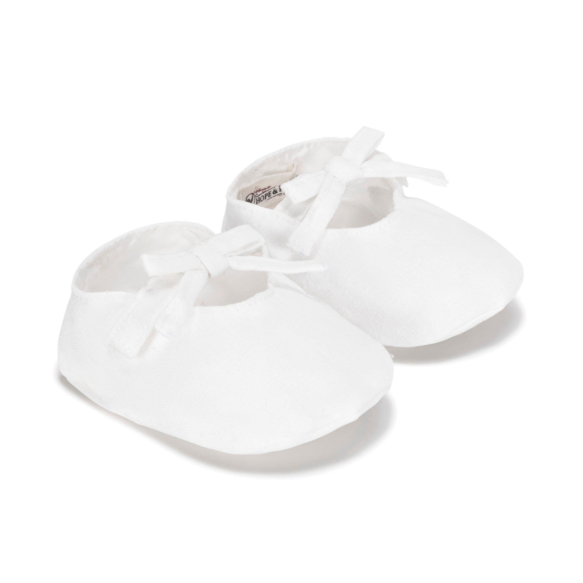 Hope & Henry Baby Linen Bow Soft Shoe, Infant, Alternate, color, Soft White Linen Bow