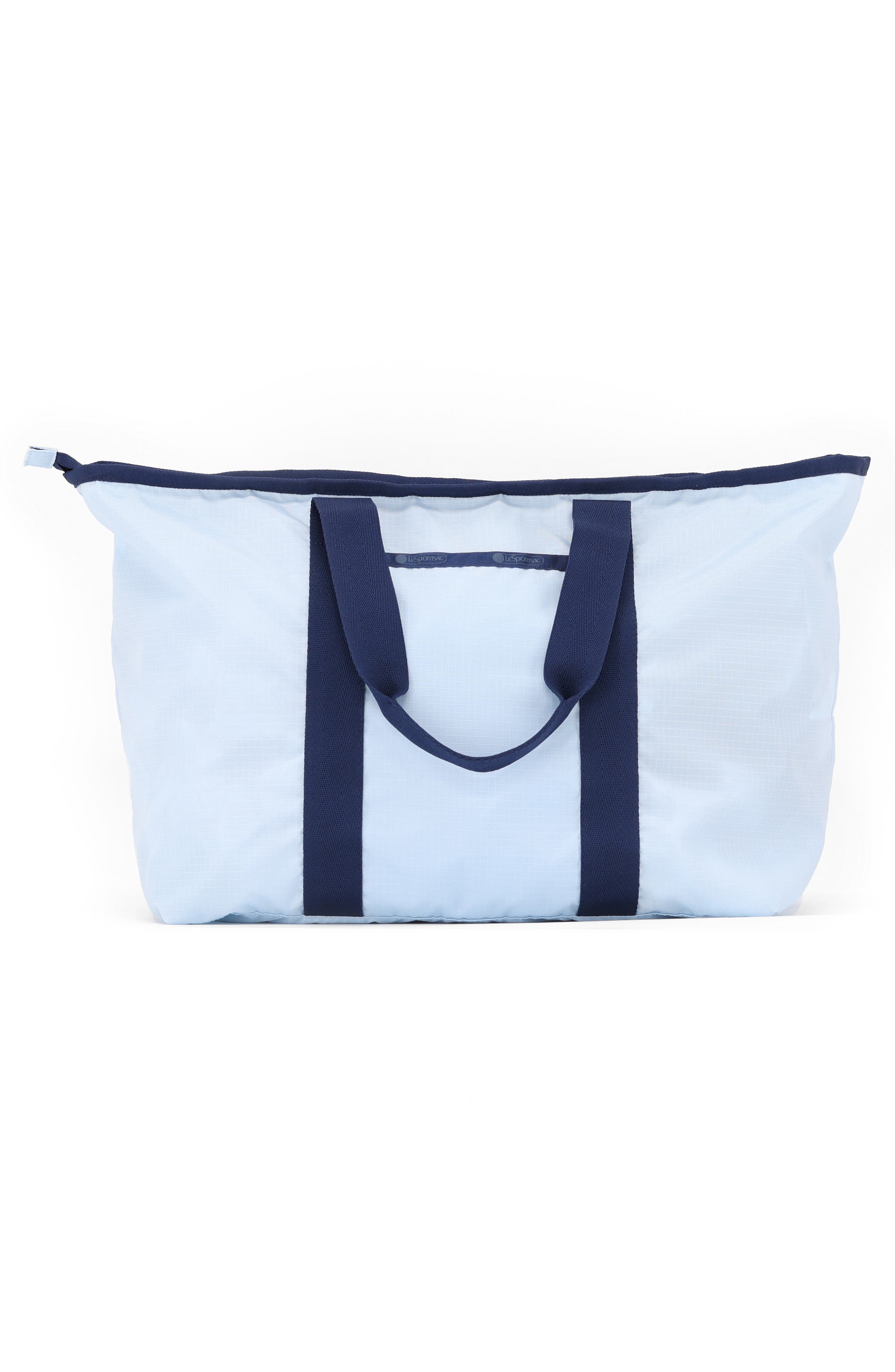 E/W Packable Tote Bag, Alternate, color, ICE BLUE/ DEEP NAVY