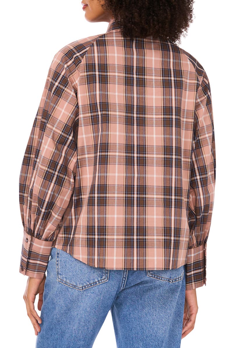 Halogen<sup>®</sup> Plaid Tie Neck Button-Up Shirt, Alternate, color, Roebuck