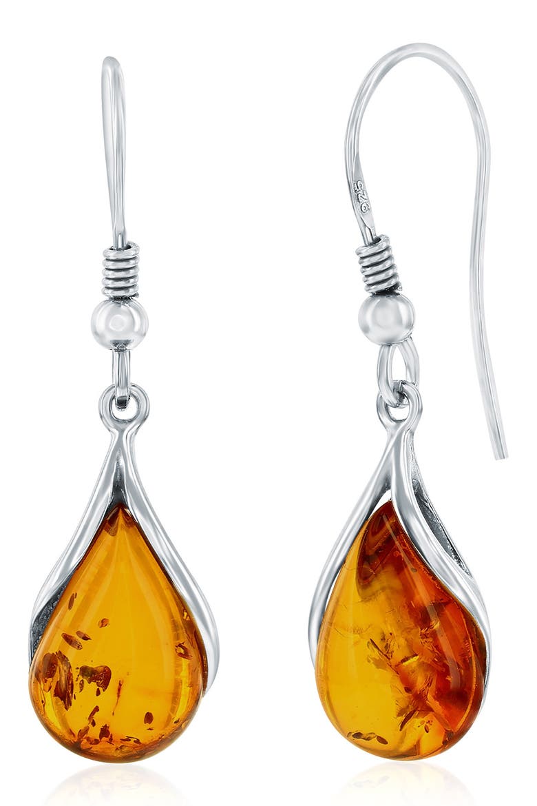Teardrop Amber Drop Earrings, Main, color, AMBER