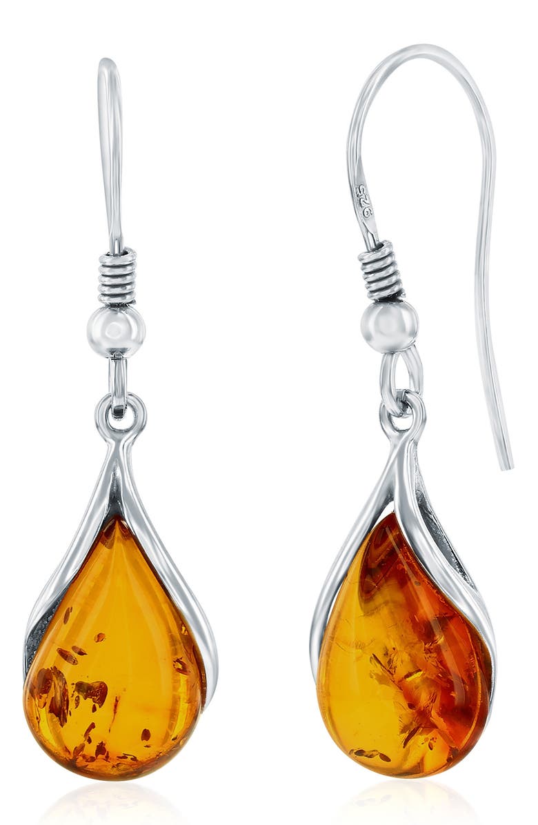 SIMONA Teardrop Amber Drop Earrings, Main, color, Amber