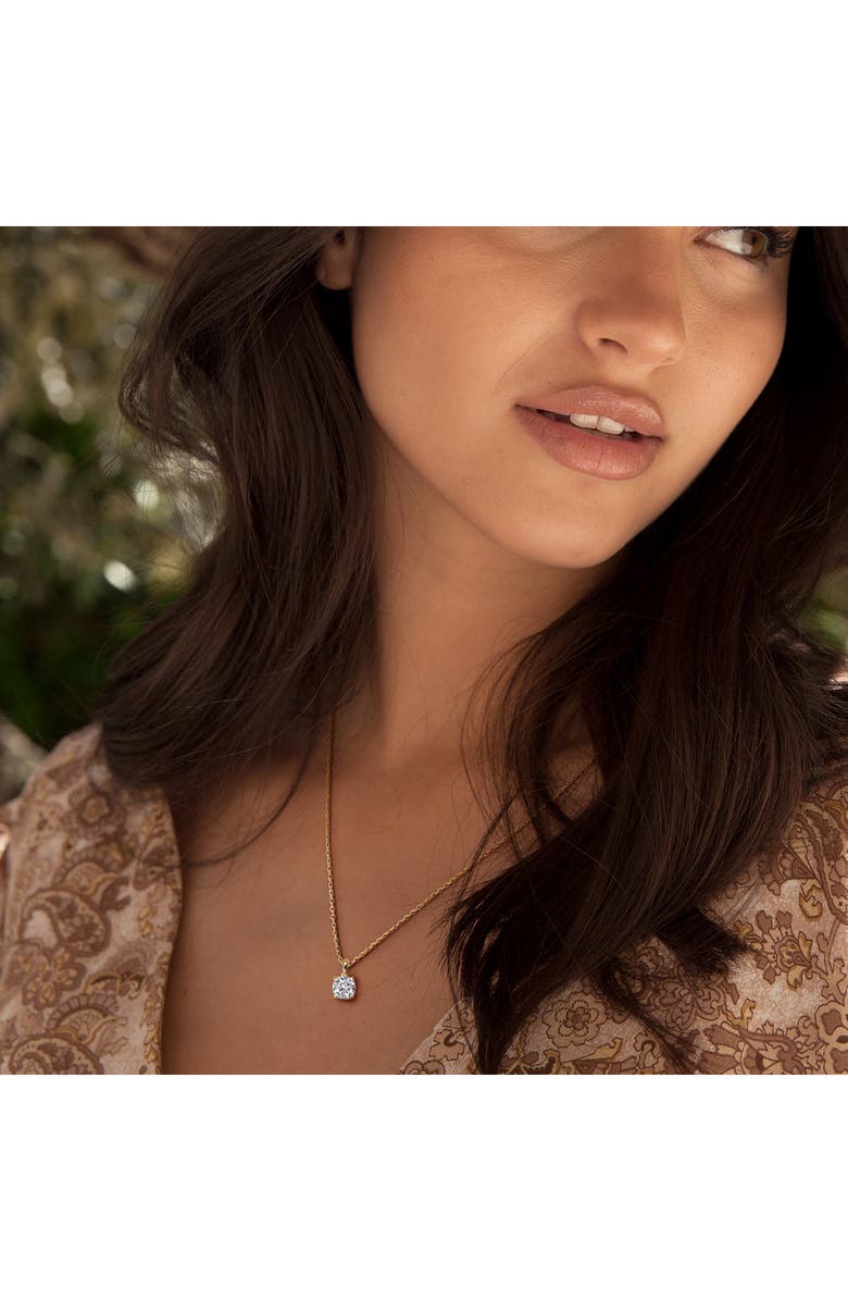 DELMAR Lab Created White Sapphire Solitaire Pendant Necklace, Alternate, color, Metallic Silver