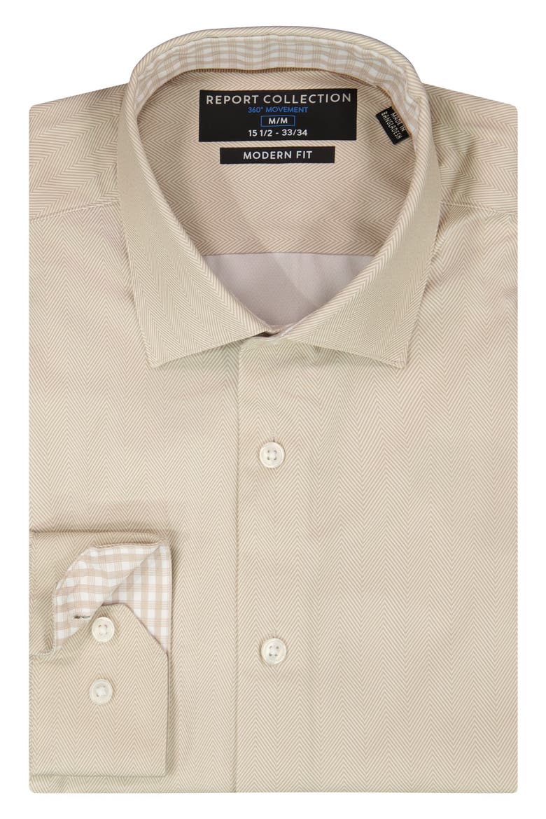Slim Fit Herringbone 4-Way Stretch Button-Up Shirt, Alternate, color, IVORY