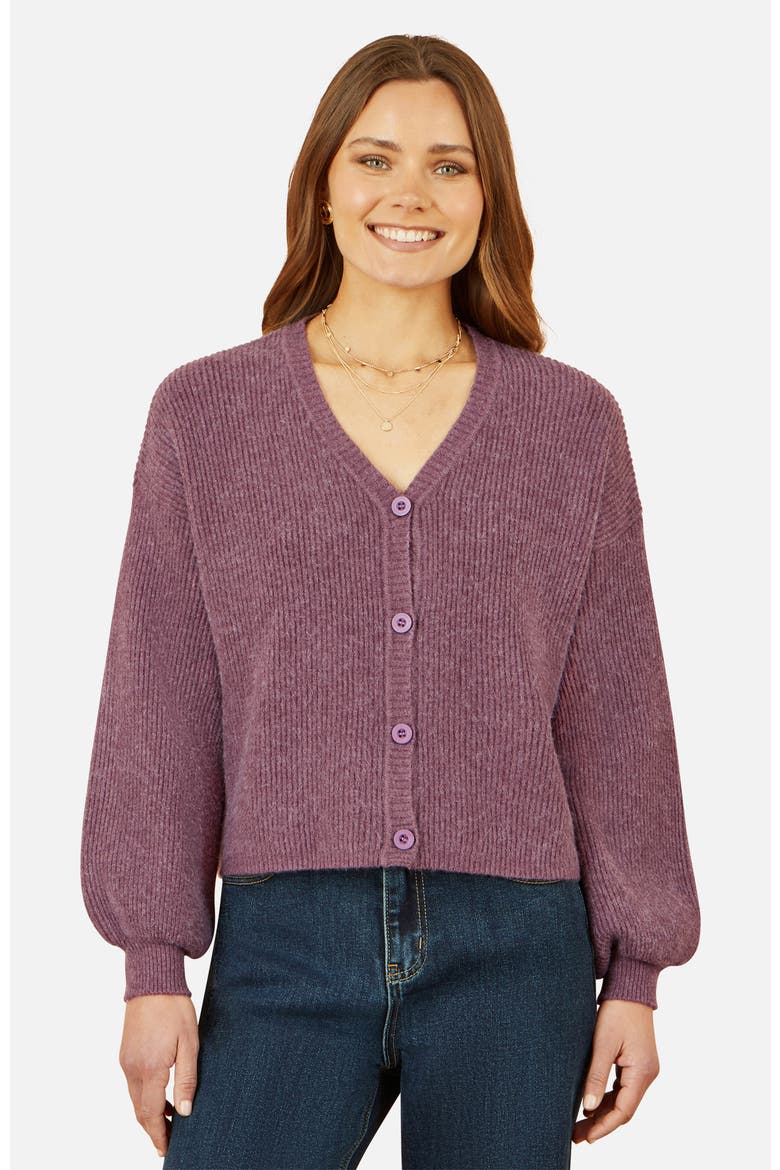 Marl Knit Cardigan, Alternate, color, Purple