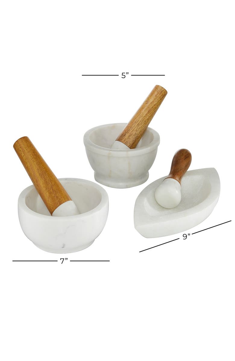 Novogratz White Marble Farmhouse Mortar And Pestel - Set of 3, Alternate, color,