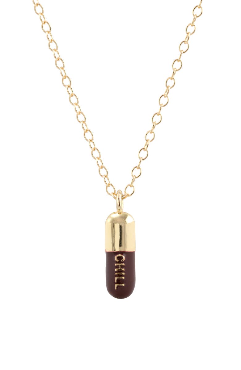 Kris Nations Chill Pill Enamel Charm Necklace, Main, color, 