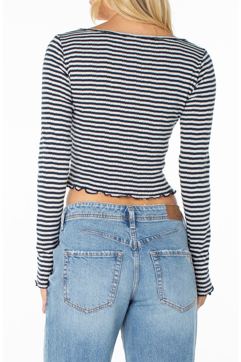 Waterside Stripe Cotton Pointelle Crop T-Shirt, Alternate, color, ANTHRACITE