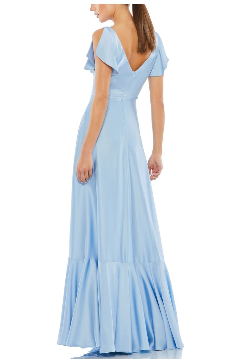 Mac Duggal Drop Shoulder Flounce Sleeve Gown, Alternate, color, Periwinkle