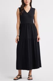 Caslon® Sleeveless V-Neck Tiered Dress