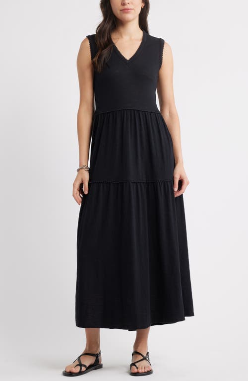 Caslonr Caslon(r) Sleeveless V-neck Tiered Dress In Black