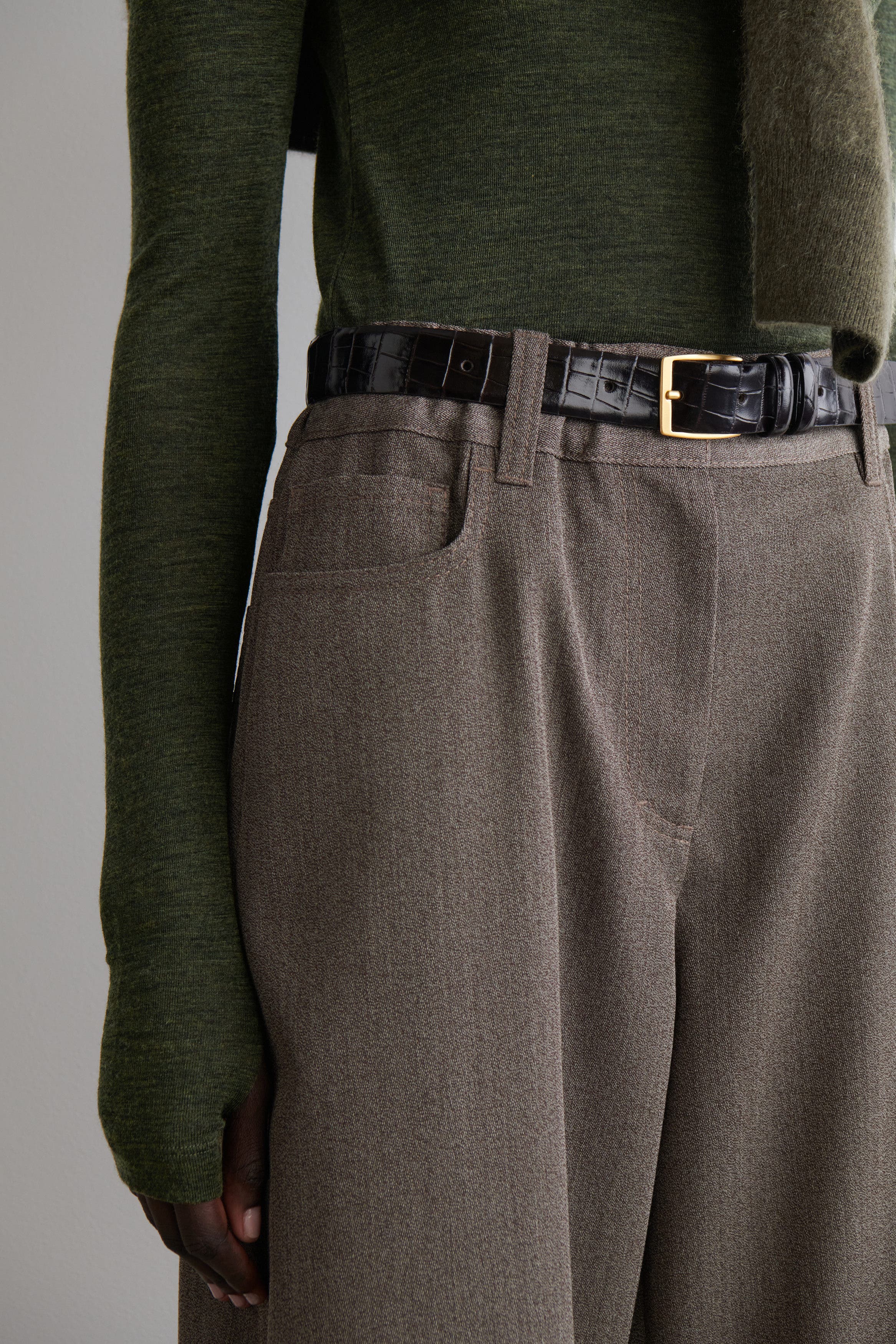 Regular Wool-Blend Wide-Leg Pants - image 4
