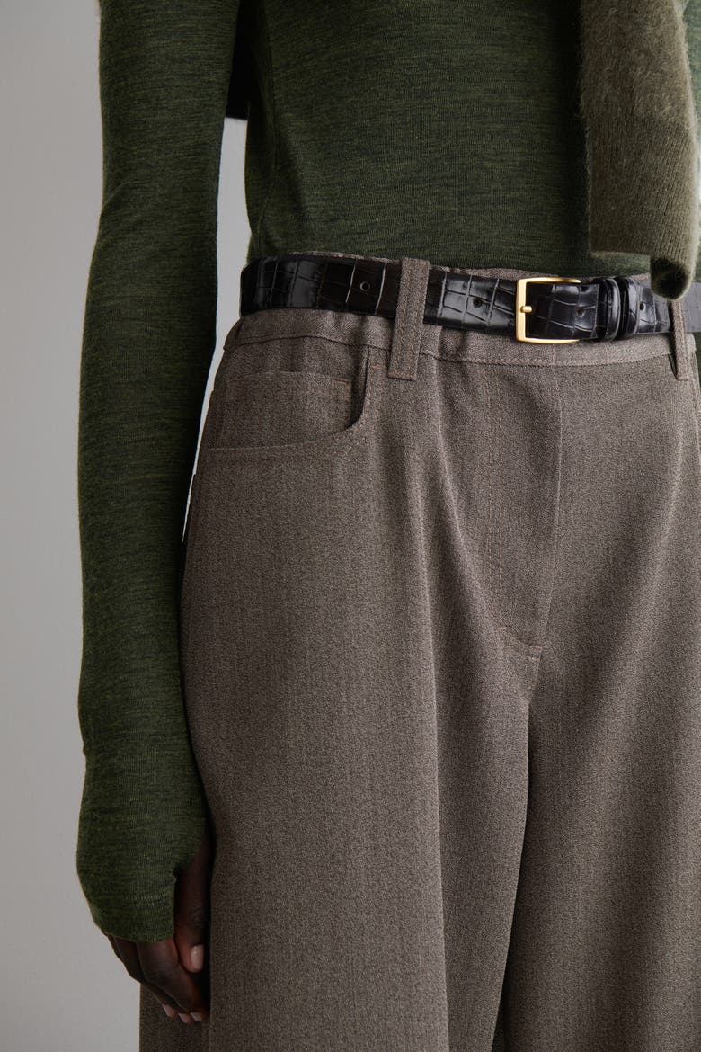 Regular Wool-Blend Wide-Leg Pants, Alternate, color, BROWN MÉLANGE