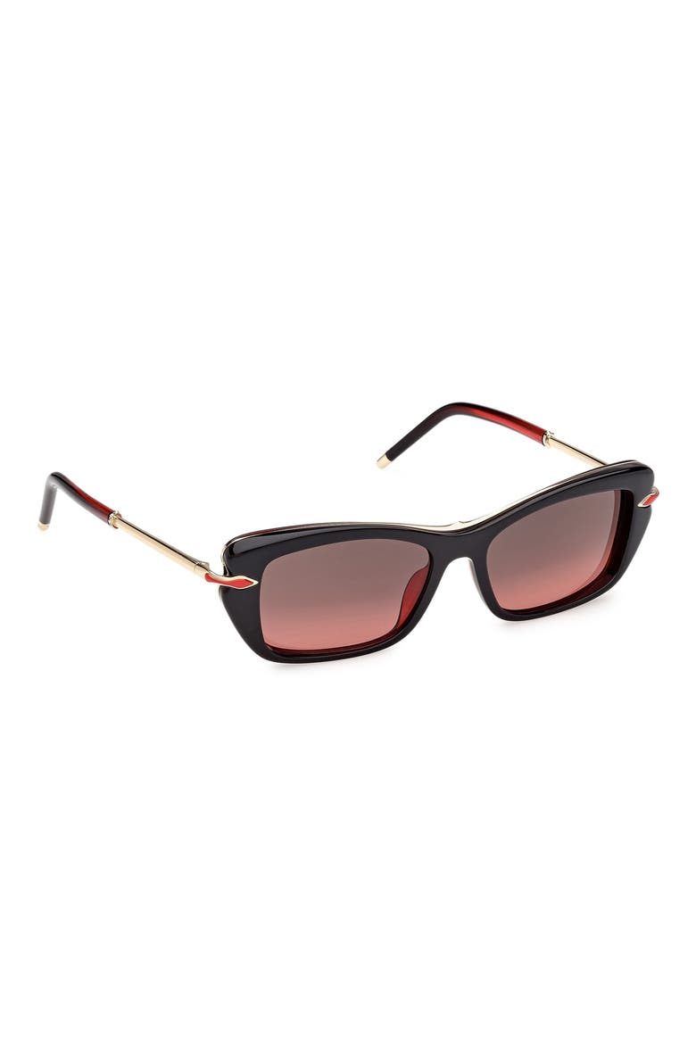 53mm Butterfly Sunglasses, Alternate, color, BILAYER BLACK / RED / GOLD