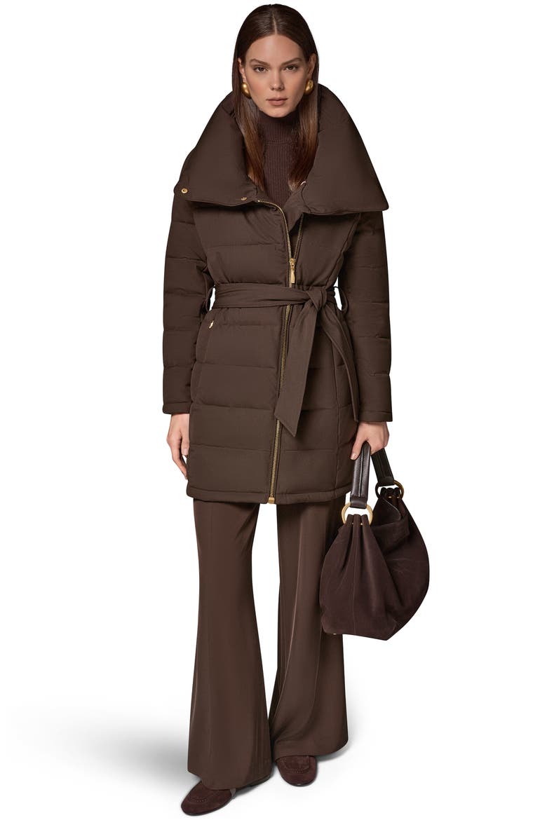 Water Resistant Belted Puffer Coat, Alternate, color, ESPRESSO