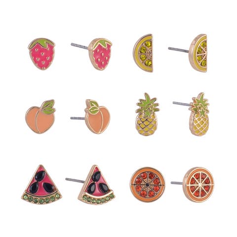6 Pack Fruit Stud Earring Set