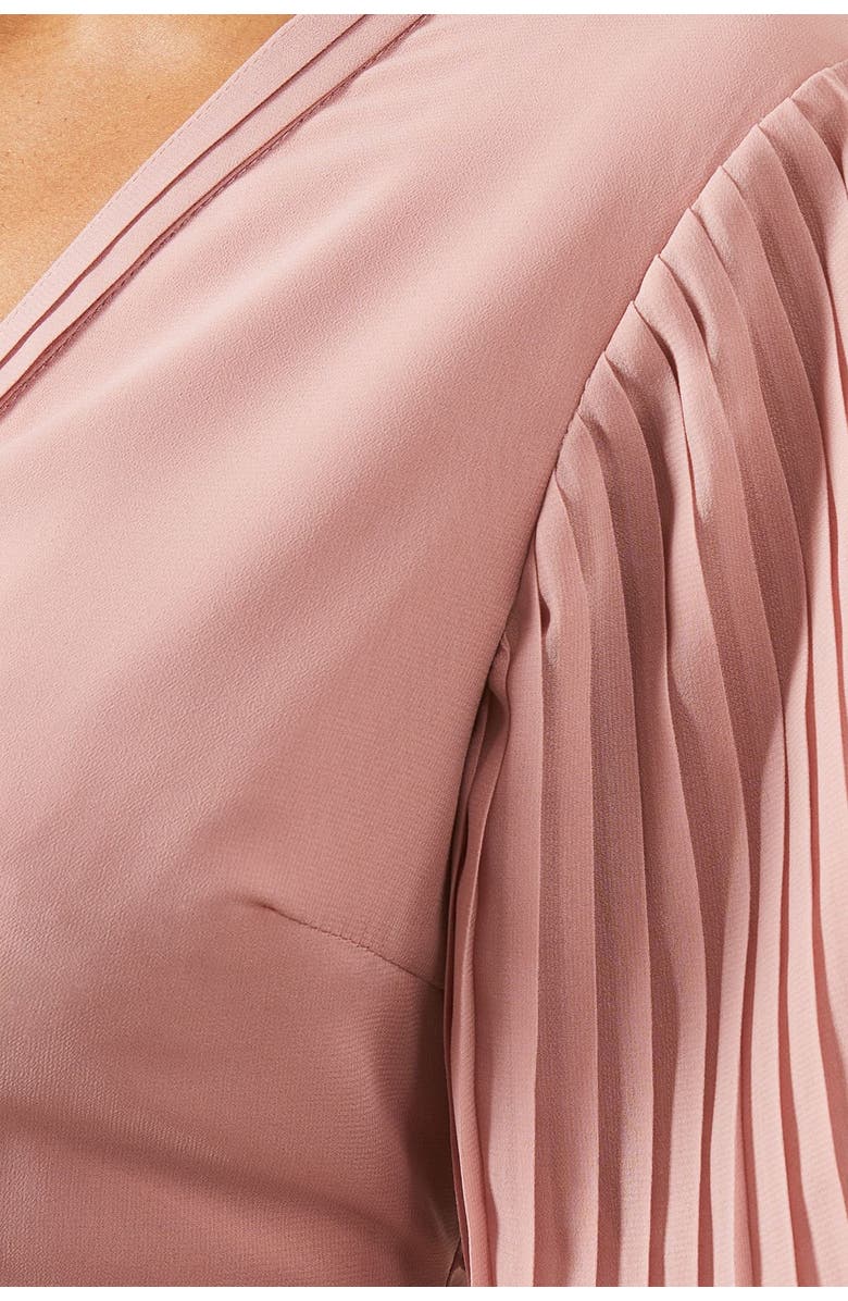 Wallis Chiffon Pleated Sleeve Midi Dress, Alternate, color, Rose