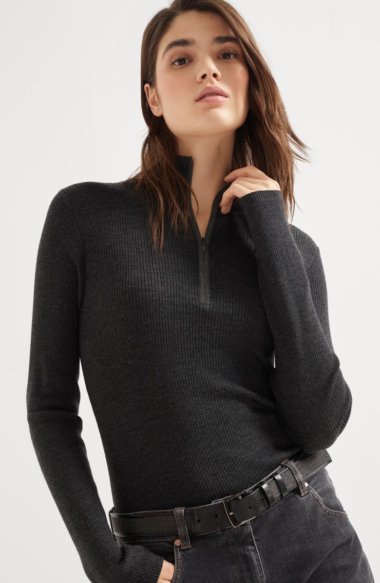 Brunello Cucinelli Lightweight sweater, Alternate, color, Anthracite