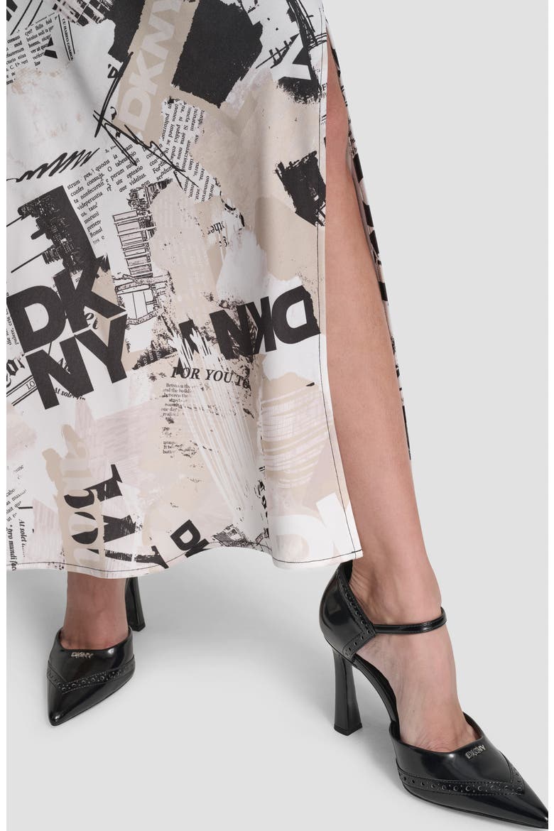 Newspaper Print Maxi Skirt, Alternate, color, DKNY HEADLINER