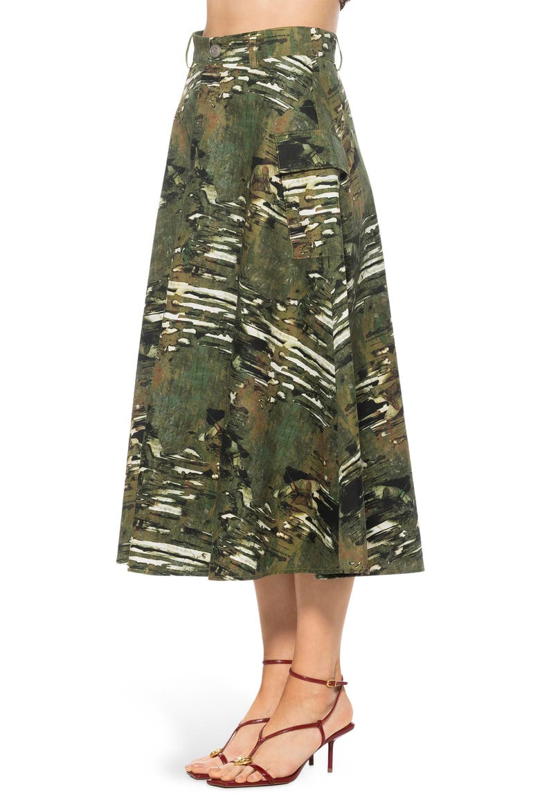 Avery Cargo Midi Skirt, Alternate, color, GREEN ABSTRACT