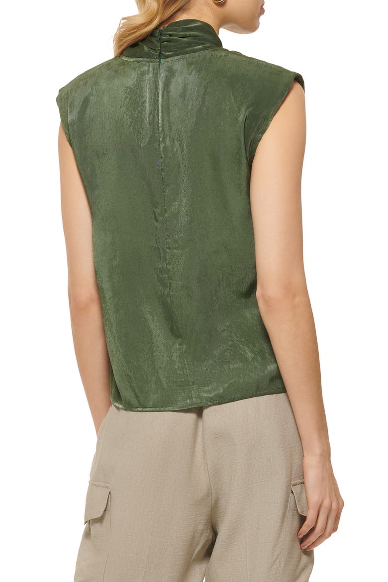 Tie V-Neck Blouse, Alternate, color, CADET GREEN