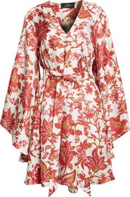 Etro Floral Print Long Sleeve Silk Dress