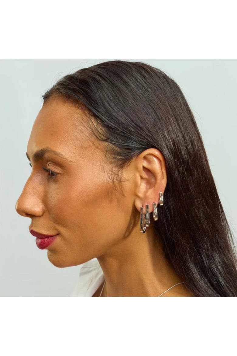 Petal Hoops Small, Alternate, color, Sterling Silver