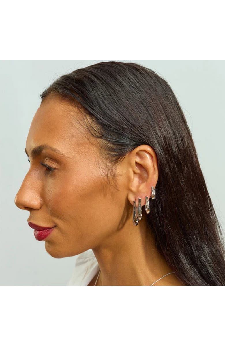 Lucy Quartermaine Petal Hoops Small, Alternate, color, Sterling Silver