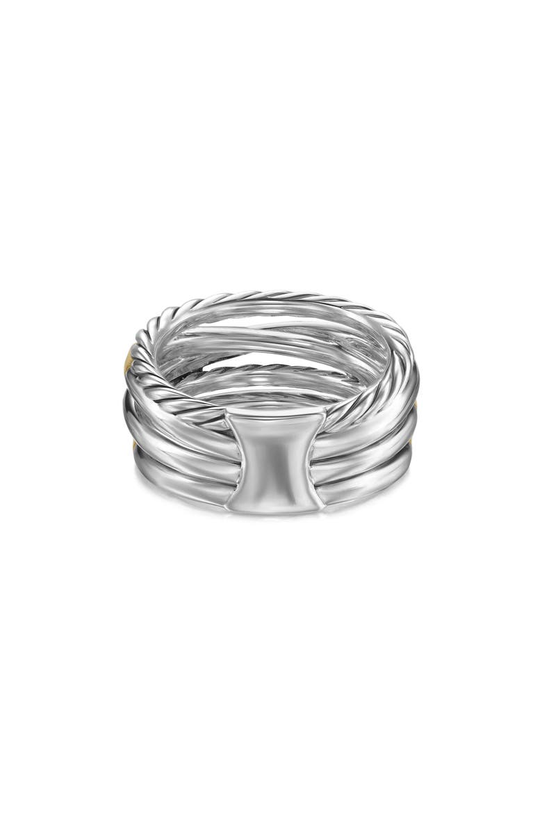 Crossover Five-Row Ring in Sterling Silver with 18K Yellow Gold and Diamonds, 11mm, Alternate, color, STERLING SILVER/18K GOLD - 8