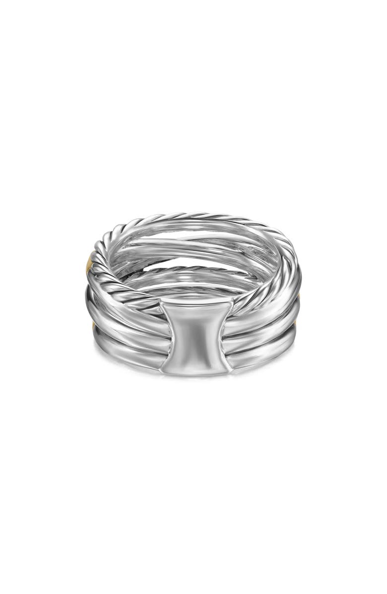 David Yurman Crossover Five-Row Ring in Sterling Silver with 18K Yellow Gold and Diamonds, 11mm, Alternate, color, Sterling Silver/ 18K Gold - 6