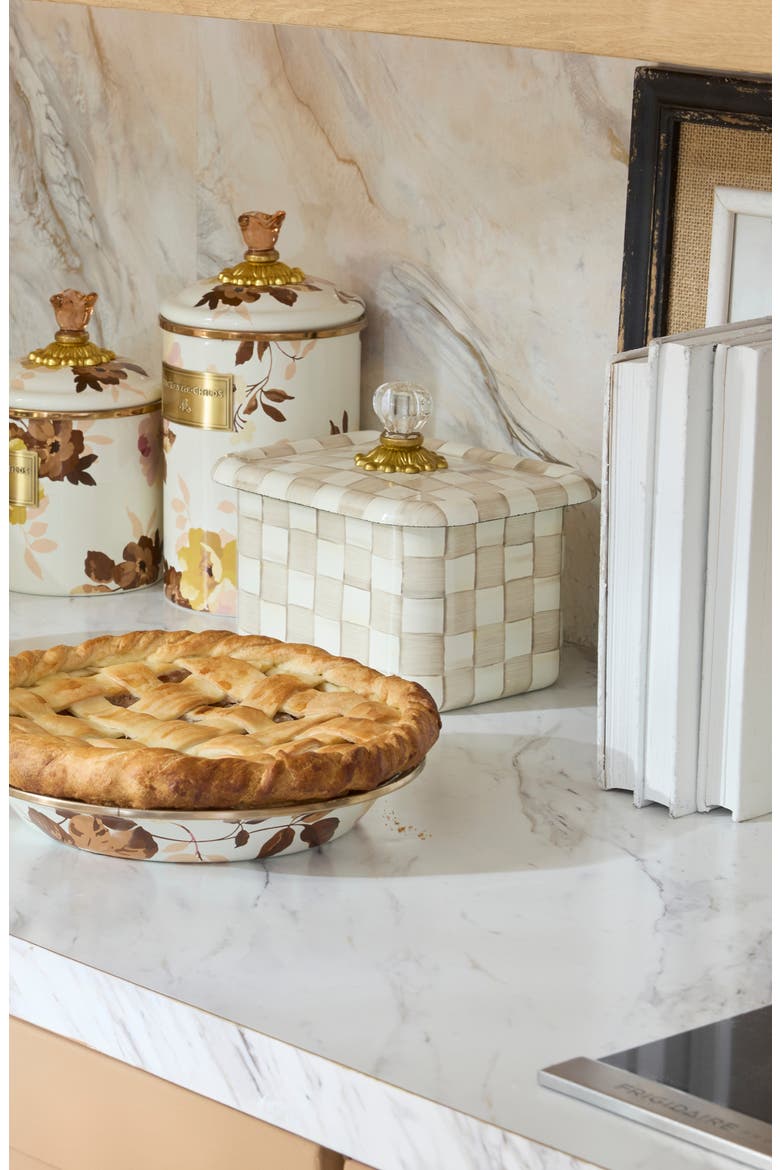 Mocha Check Enameled Steel Recipe Box, Alternate, color, MOCHA