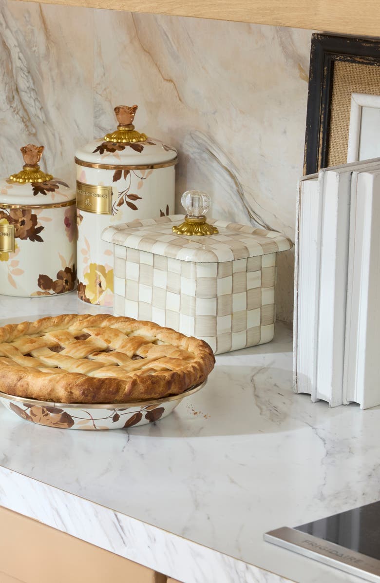 MACKENZIE CHILDS Mocha Check Enameled Steel Recipe Box, Alternate, color, Mocha