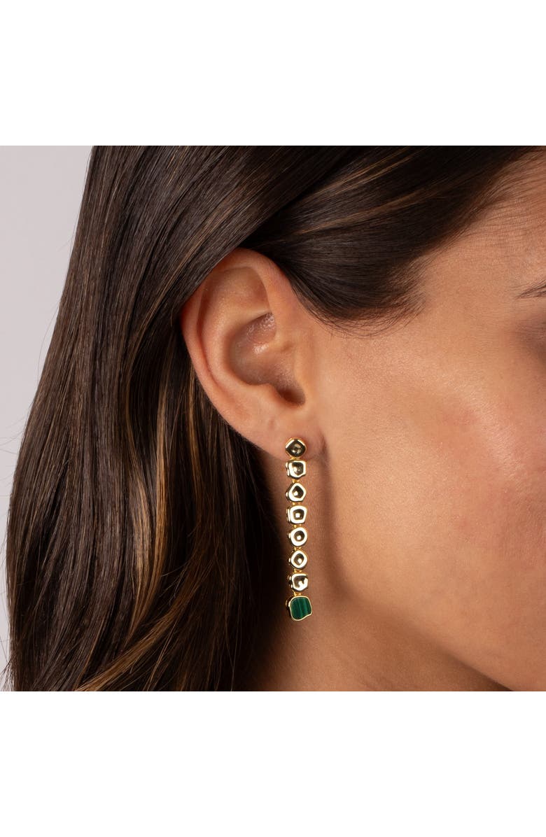 BY ADINA EDEN Solid Multi Shape Colored Drop Stud Earring, Alternate, color, Malachite
