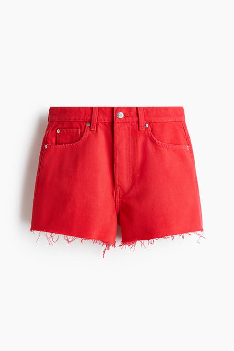 Raw-edge Denim Shorts