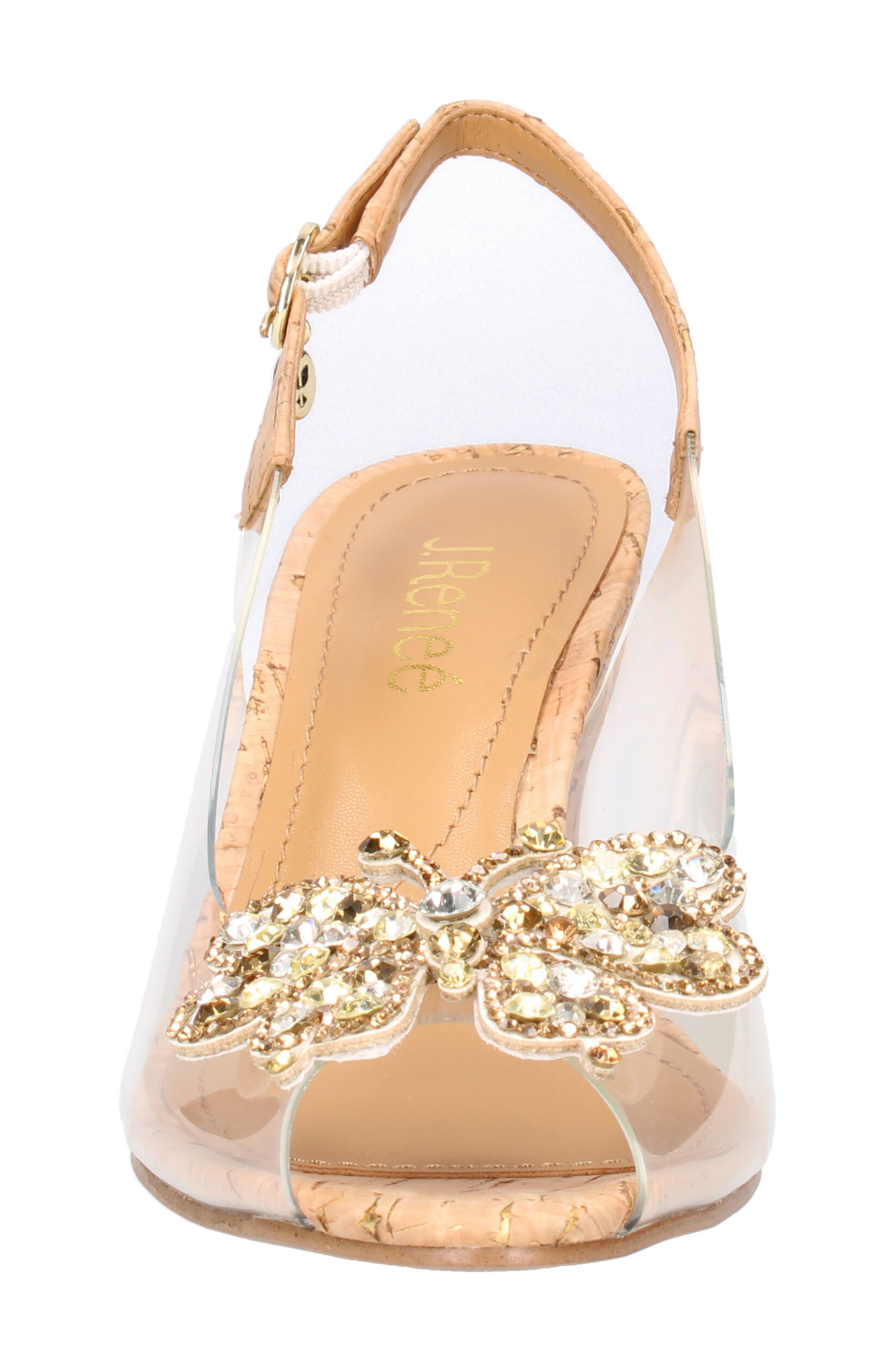 J. Reneé Kerensa Crystal Butterfly Slingback Pump, Alternate, color, Clear/ Natural/ Gold