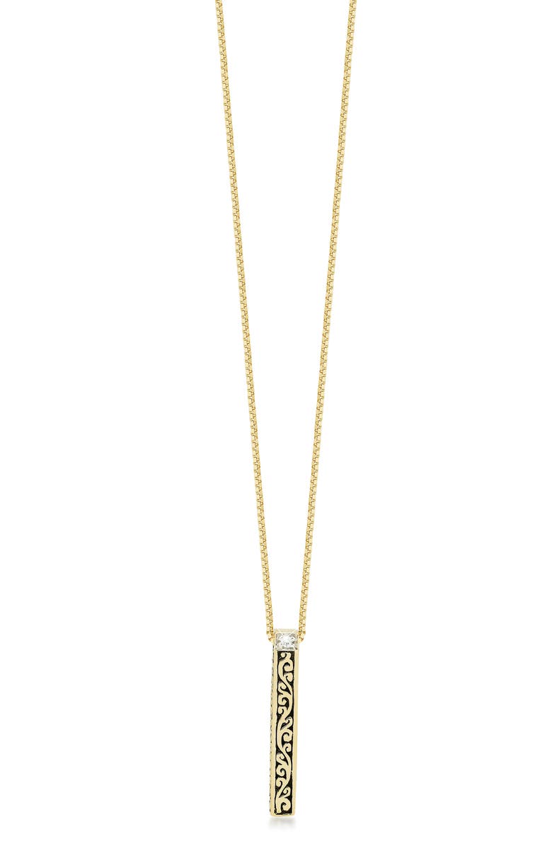 Lois Hill 18K Gold Plated Sterling Silver Diamond Bar Pendant Necklace - 0.01ct., Main, color, 