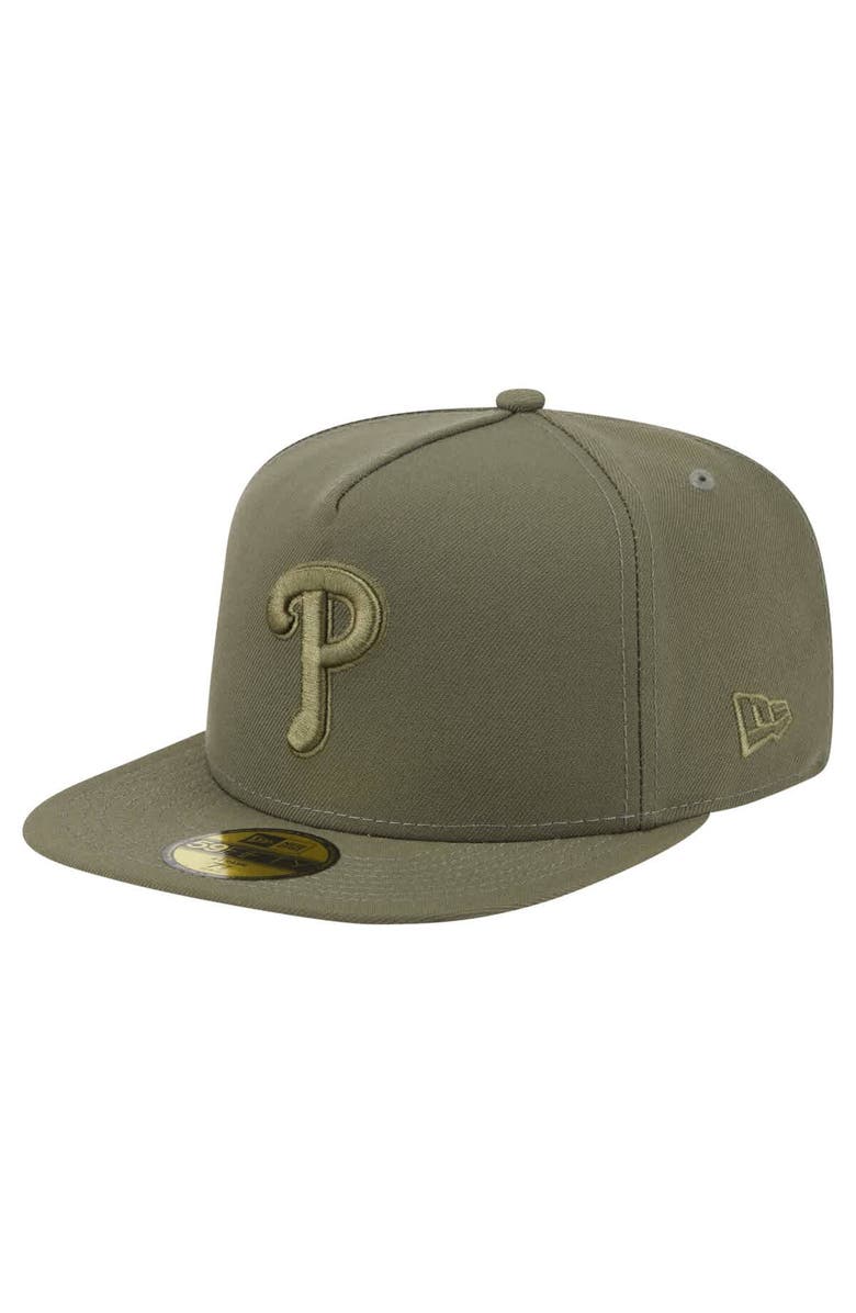 New Era Men's New Era Olive Philadelphia Phillies Color Pack A-Frame 59FIFTY Fitted Hat, Alternate, color, 
