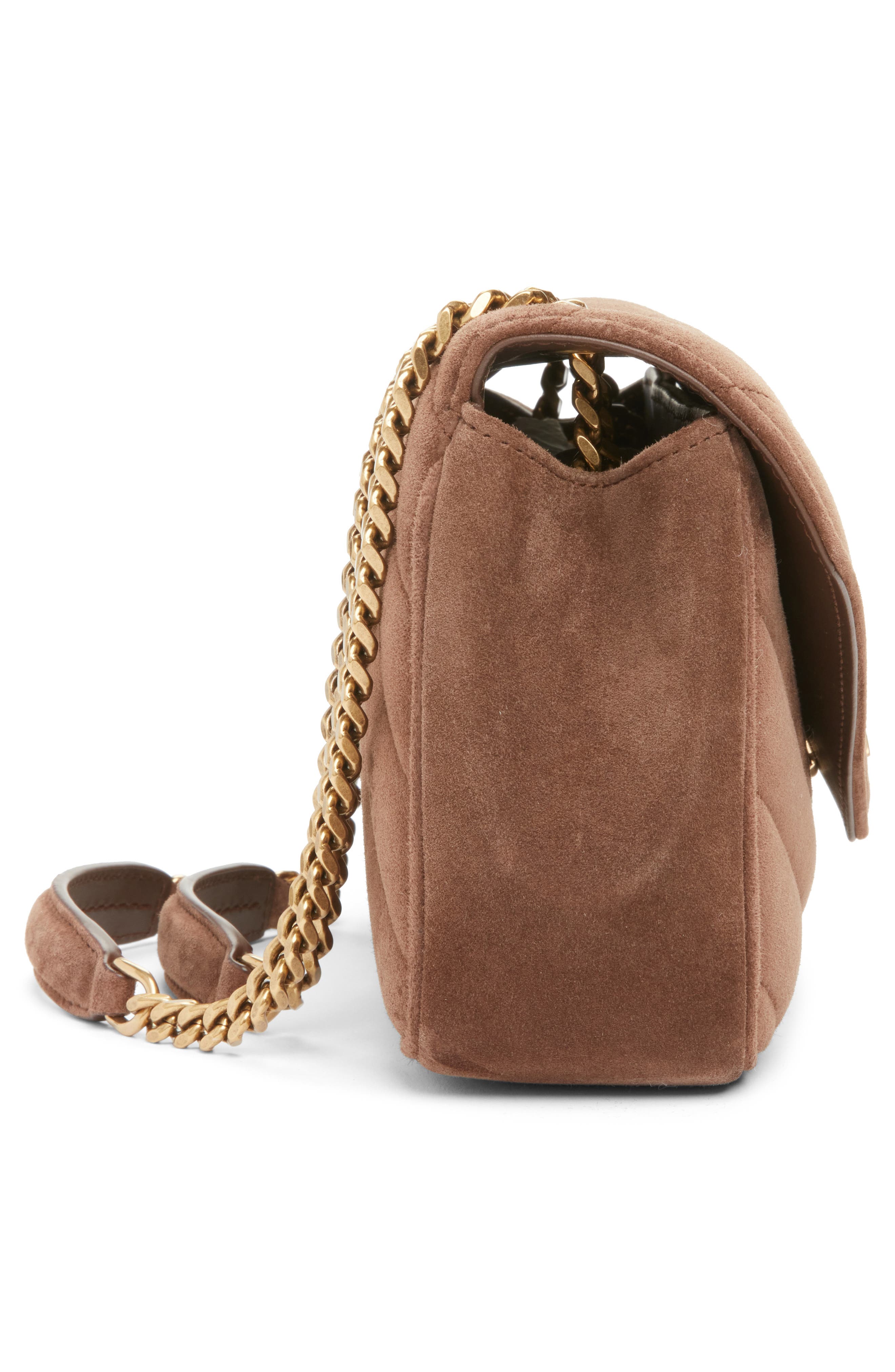 Saint Laurent Small Loulou Chain Leather Shoulder Bag, Alternate, color, Brown Coffee